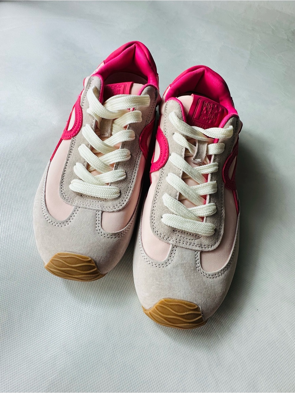 Women’s Pink Cream Lace-Up Fashion Sneakers - Picture 7 of 13